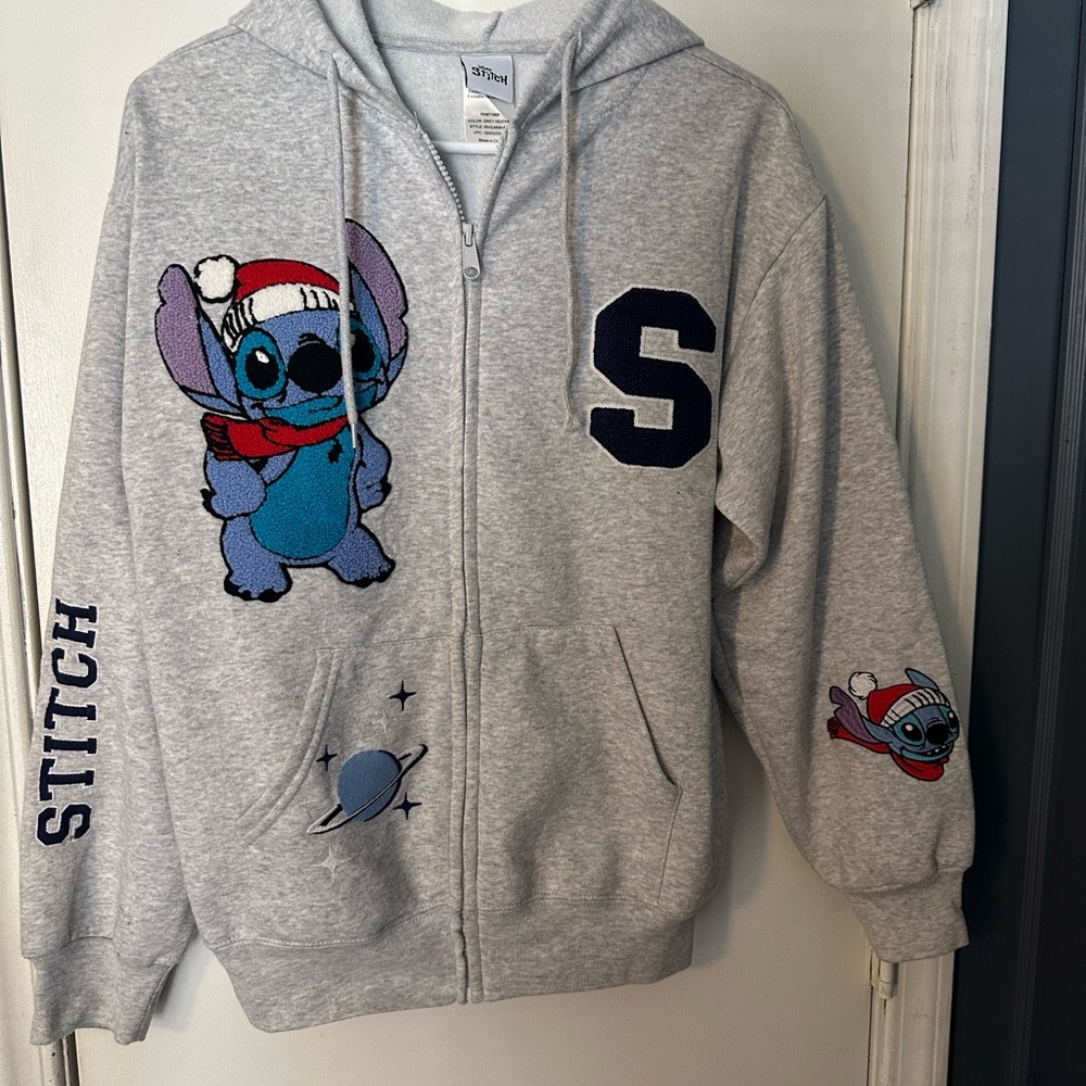 Disney Grey Heather Hoodie with Stitch Label
